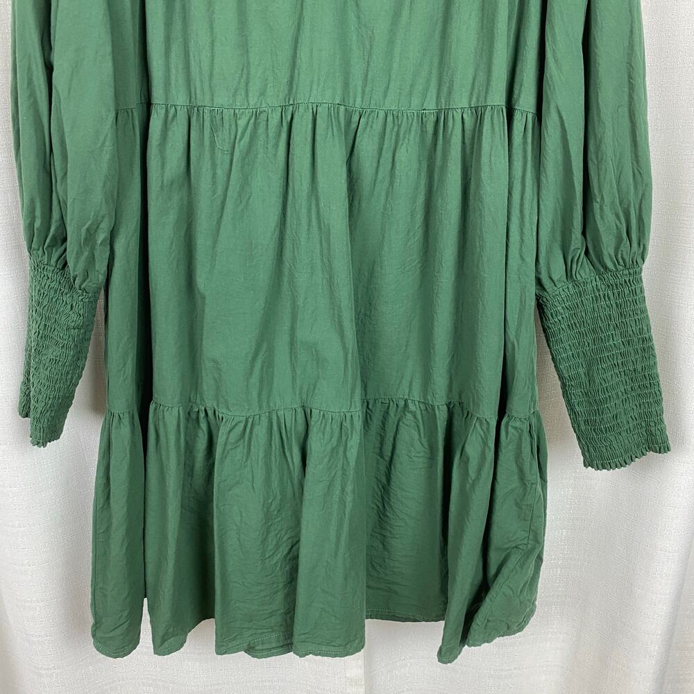 Pomander Place Tuckernuck Green Cotton Tiered Ceci Smocked Mini Dress Sz.S - Picture 7 of 15
